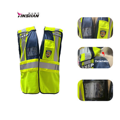Fluorescent Yellow Customized Logo High Visibility Reflective Vest for Security Guards