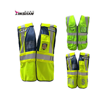 Fluorescent Yellow Customized Logo High Visibility Reflective Vest for Security Guards