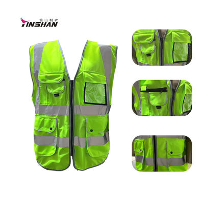 Custom Men's Reflective Work Vest with Pockets and Logo Quick Dry Construction Clothing