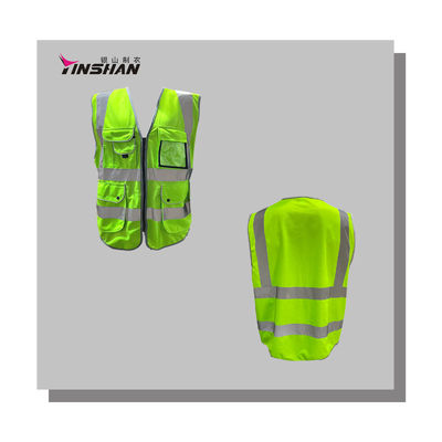 Workers' High Visibility Fluorescent Yellow Reflective Running Vest with Pockets