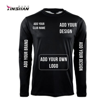 Long Sleeve Cotton/Polyester Black Custom T Shirts for Breathable Pit Crew Sportswear