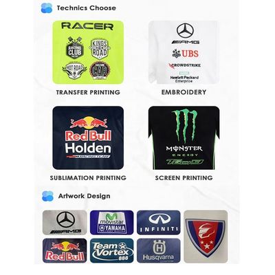 Long Sleeve Cotton/Polyester Black Custom T Shirts for Breathable Pit Crew Sportswear