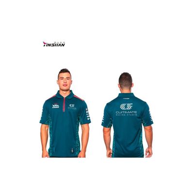 14. Human Two Tone Quick Dry Pullover Racing Golf Polo Shirt for Men Custom Printing