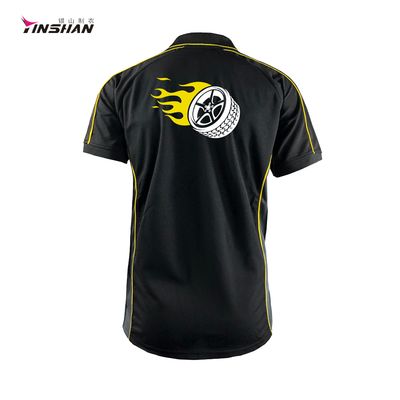 Men's F1 Car Racing Suit Custom Logo Racing Shirt in Breathable Black Knitted Fabric