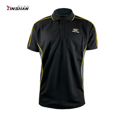 Custom Team Name Black Polyester Printed Men's Racing T-shirt for Personalized Logo