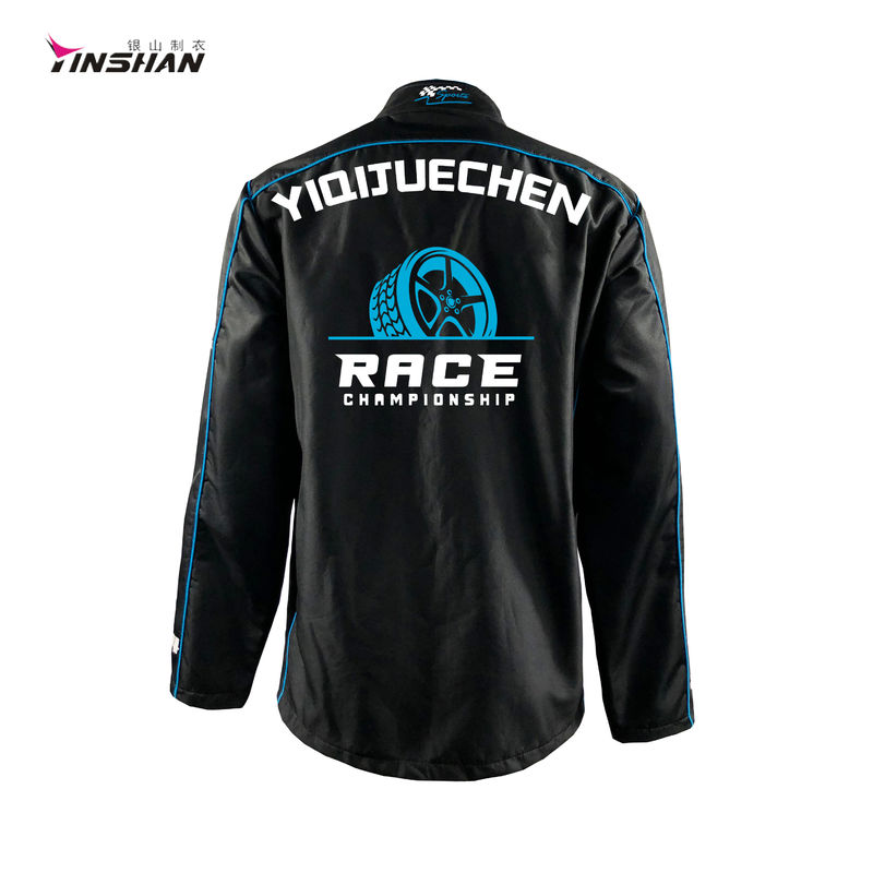 Unisex Custom Logo Design Black Polyester Casual Sports Racing Men's Jacket For Racing
