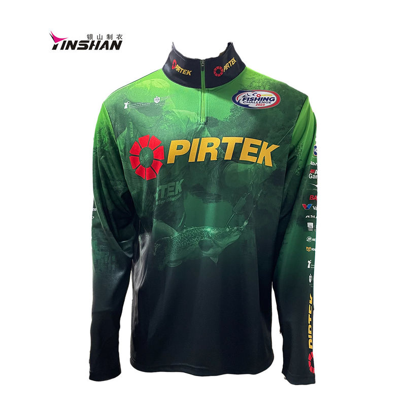 Custom UPF 50 Performance Fishing Polo Shirt for Men UV Long Sleeve Sublimation Jersey